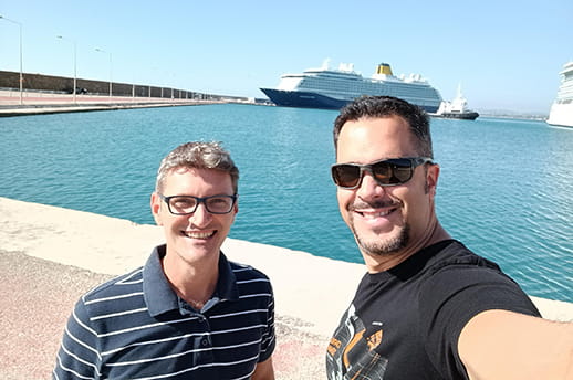 Captain Franko Papić and Guest Services Director Diego in Katakolon